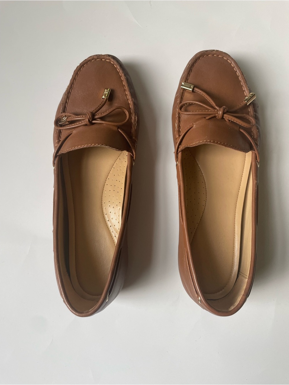 Michael Kors Leather Loafers Brown Size 7.5 Slip On Driving Moccasins